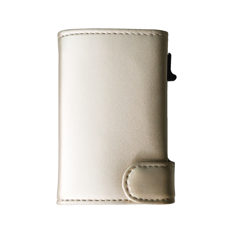 Wholesale Inside Pocket Leather RFID Blocking Button Pop Up Slim Aluminum Case Business Bank ID Credit Card Holder