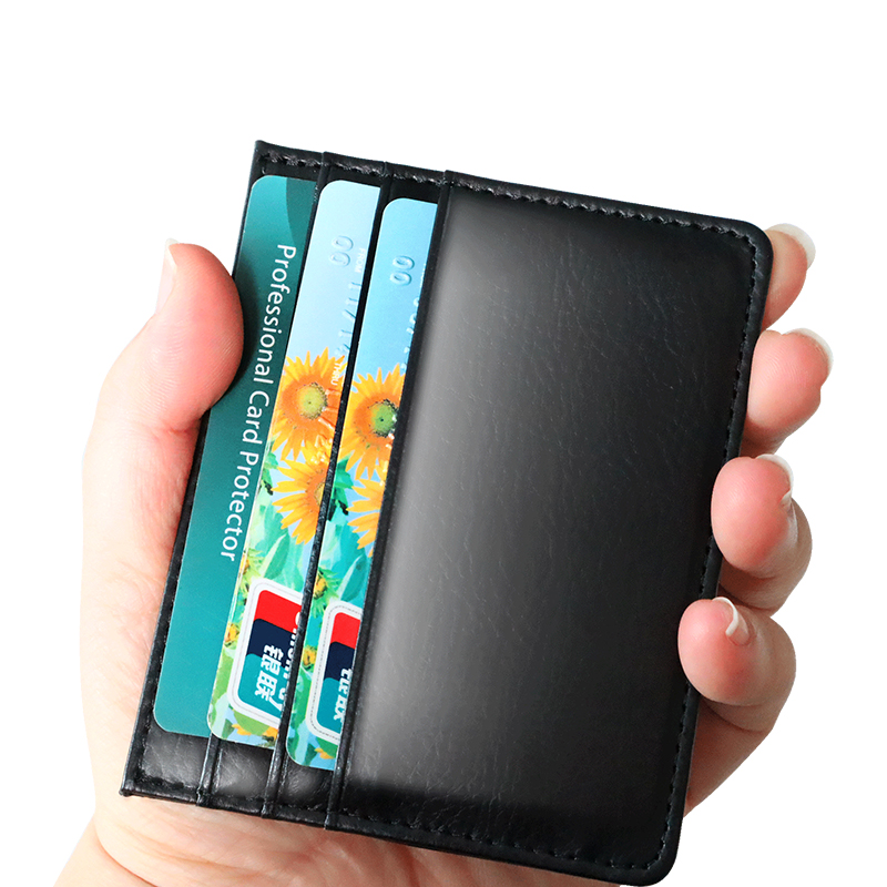 Slim Minimalist Men's Leather Wallet RFID Blocking Vegan PU Leather Wallet For Men